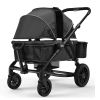 All-Terrain Stroller Wagon, 2 Seats Foldable Expedition 2-in-1 Collapsible Wagon Stroller, Includes Canopy, Parent Organizer, Snack Tray & Cup Holders