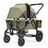 All-Terrain Stroller Wagon, 2 Seats Foldable Expedition 2-in-1 Collapsible Wagon Stroller, Includes Canopy, Parent Organizer, Snack Tray & Cup Holders