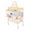 Baby Changing Table, Foldable Diaper Change Station with 2 Fabric Drawers, Side Basket & Hanging Rod