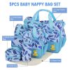5Pcs Baby Nappy Diaper Bags Set Mummy Diaper Handbags with Diaper Pad Food Bag Bottle Bag Travel Tote Bags For Mom Dad
