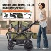 All-Terrain Stroller Wagon, 2 Seats Foldable Expedition 2-in-1 Collapsible Wagon Stroller, Includes Canopy, Parent Organizer, Snack Tray & Cup Holders