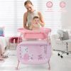 Portable Baby Changing Table with Storage Basket and Shelves