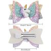 Baby Girls Unicorn Bow Hair Clips 3.5inch Girls Hair Accessories with Unicorn Glitter Boutique Hairpin with Unicorn