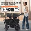 All-Terrain Stroller Wagon, 2 Seats Foldable Expedition 2-in-1 Collapsible Wagon Stroller, Includes Canopy, Parent Organizer, Snack Tray & Cup Holders
