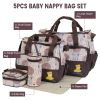 5Pcs Baby Nappy Diaper Bags Set Mummy Diaper Handbags with Diaper Pad Food Bag Bottle Bag Travel Tote Bags For Mom Dad