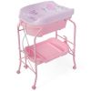 Portable Baby Changing Table with Storage Basket and Shelves