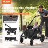 All-Terrain Stroller Wagon, 2 Seats Foldable Expedition 2-in-1 Collapsible Wagon Stroller, Includes Canopy, Parent Organizer, Snack Tray & Cup Holders
