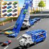 Toddler Car Truck Toys for 3 4 5 6 7 8 Years Old Boys, Transporter Truck Toy Track Set with 12 Die-Cast Car Toys