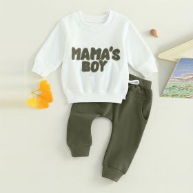 Baby Boy's 2-Piece Sweatshirt Set Round Neck Letter Print Top & Drawstring Jogger Pants For Spring & Fall (Option: Light Green-18to24 Month)
